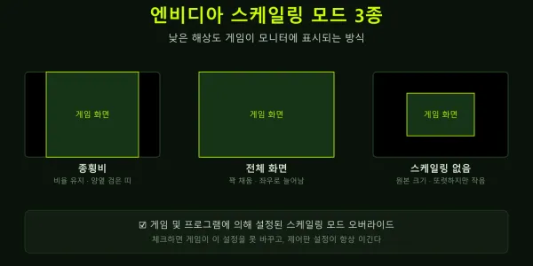 게임 및 프로그램에 의해 설정된 스케일링 모드 오버라이드 — 체크 기준 총정리
